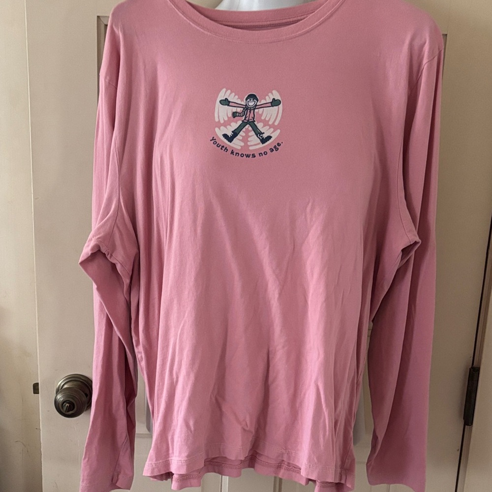 Life Is Good Women's Soft Pink long sleeve shirt top